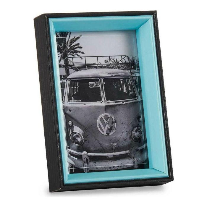 Marco de Fotos Negro Azul 3 x 17 x 12 cm Cristal Madera MDF