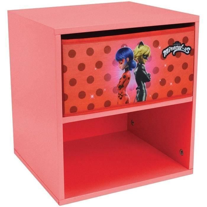 Fun House Miraculus Ladybug junto a la cama con el cajón H.36 x L.33 x D. 30 centimetros 2