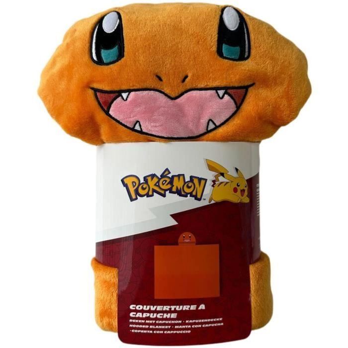Pokemon AAANH58522 Manta con capucha 3D Charmander Ultra suave 120 x 150 cm Colorida