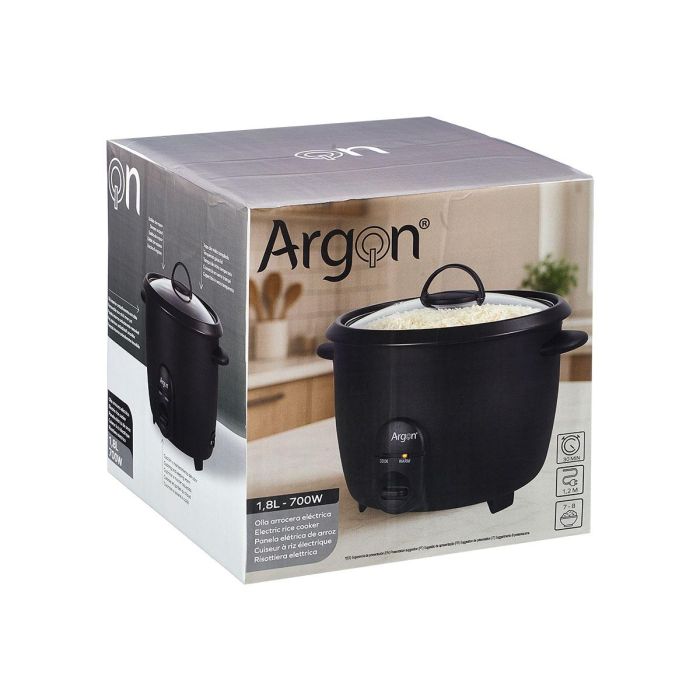 Argon Olla Arrocera Eléctrica 1.8L 700W Negro Mate con Interior Antiadherente 32x26x28 cm (4 Unidades) 1 Argon Olla Arrocera Eléctrica 1.8L 700W Negro Mate con Interior Antiadherente 32x26x28 cm (4 Unidades) 1