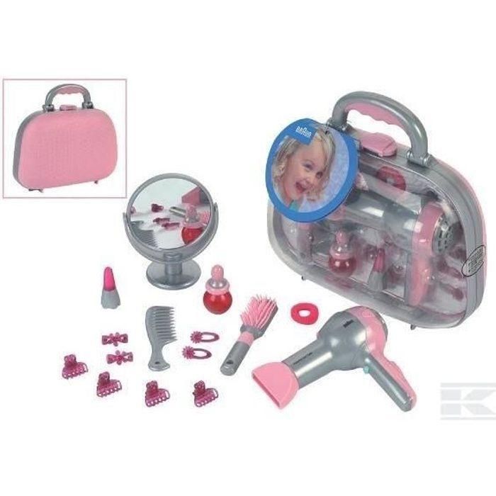 Klein Estuche de Peluquería Infantil Braun - Secador de Pelo Electrónico con Sonidos, Accesorios: Cepillo, Peine, Espejo y Joyería para Niñas 3+ Años Klein Estuche de Peluquería Infantil Braun - Secador de Pelo Electrónico con Sonidos, Accesorios: Cepillo, Peine, Espejo y Joyería para Niñas 3+ Años