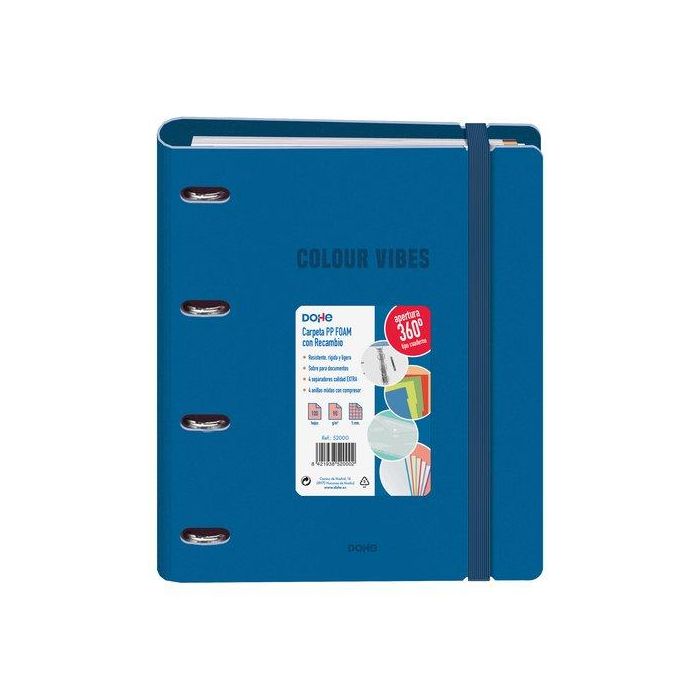 Carpebloc Dohe Colour Vibes A4 Polyfoam 4 Anillas Mixtas 35 Mm Con Recambio 100Hj. 90Gr. Cuadric.5X5 Azul