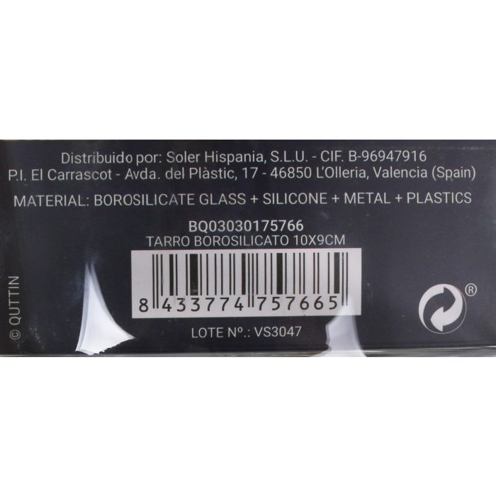Tarro de Borosilicato Quttin 10 cm x 9 cm (12 Unidades) 9 Tarro de Borosilicato Quttin 10 cm x 9 cm (12 Unidades) 9