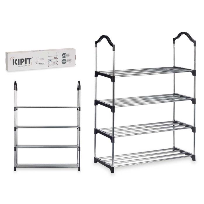 Zapatero Kipit 4 Alturas, 4 Barras, Estantes, Negro - 76x58x26 cm (6 Unidades) Zapatero Kipit 4 Alturas, 4 Barras, Estantes, Negro - 76x58x26 cm (6 Unidades)