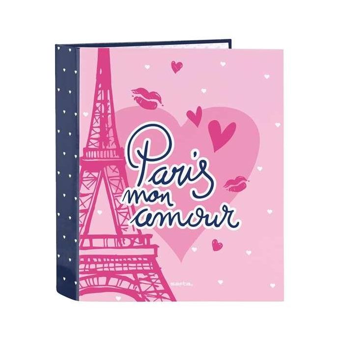 Carpeta de anillas Safta Paris Rosa Azul marino A4 27 x 33 x 6 cm