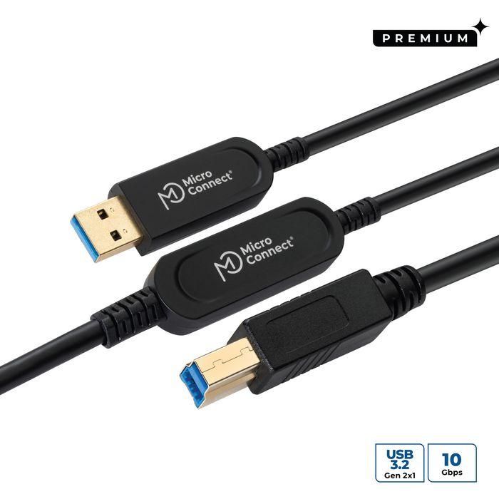 MicroConnect Cable USB 3.2 Gen 2 A-B Fibra Óptica Activo 10m, Transferencia 10Gbps 0 MicroConnect Cable USB 3.2 Gen 2 A-B Fibra Óptica Activo 10m, Transferencia 10Gbps 0