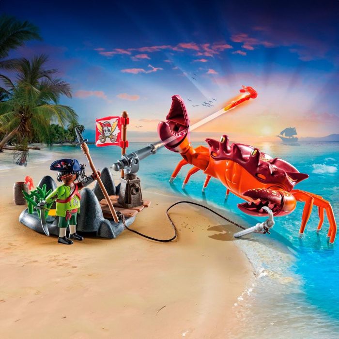 Playmobil Batalla Con El Cangrejo Gigante Set 71532 Pirates Con Cañón y Pinza +4 Años