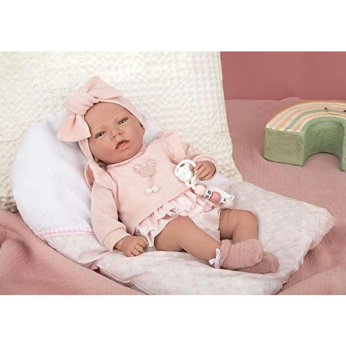 Muñeca reborn arias 40 cm alba rosa c/cojin 14