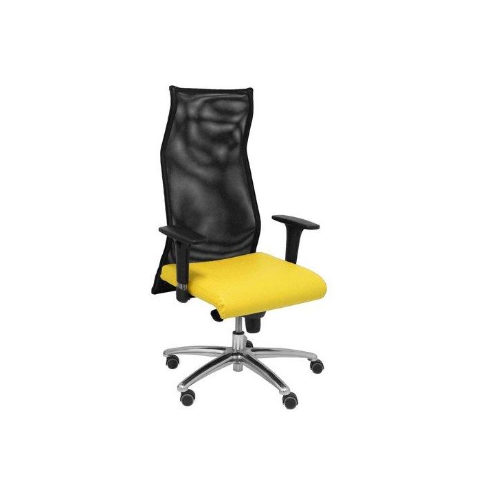 Sillon Piqueras Y Crespo Sahuco Direccion Uso Intensivo (8H) Brazos Regulables Mecanismo Sincro Respaldo Malla Transpirable Negro Y Asiento Tapizado Similpiel Amarillo