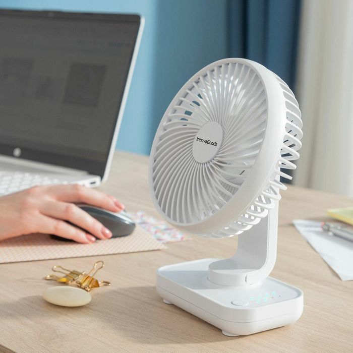 Ventilador de Escritorio Recargable Fanrec InnovaGoods Ø5,4'' 3600 mAh / 13,3 W Ventilador de Escritorio Recargable Fanrec InnovaGoods Ø5,4'' 3600 mAh / 13,3 W