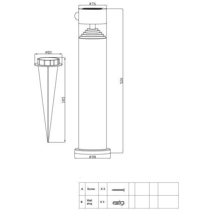 Galix G4585C Baliza solar de acero inoxidable, H50 cm, alta luminosidad con detector, 150 lúmenes 2 Galix G4585C Baliza solar de acero inoxidable, H50 cm, alta luminosidad con detector, 150 lúmenes 2