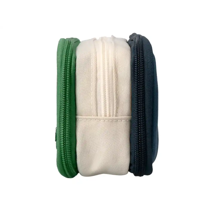 Liderpapel Estuche Portatodo Funky 3 Cremalleras con Aperturas Laterales Verde Blanco Azul 220x100x65 mm 3