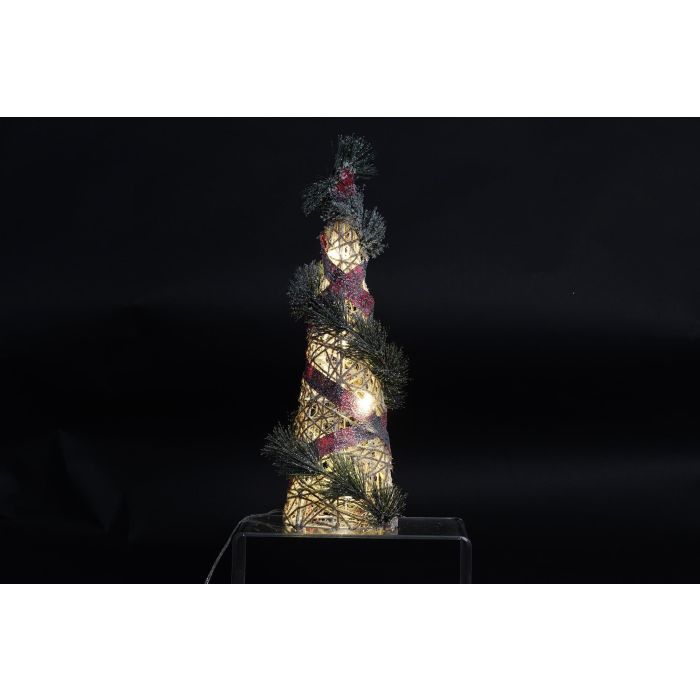 DKD Home Decor Cono de Navidad Decorativo con LED, Set de 3 Piezas de Ratán Natural, Verde y Rojo, Funciona con Pilas AA, 80 cm Alto 1 DKD Home Decor Cono de Navidad Decorativo con LED, Set de 3 Piezas de Ratán Natural, Verde y Rojo, Funciona con Pilas AA, 80 cm Alto 1