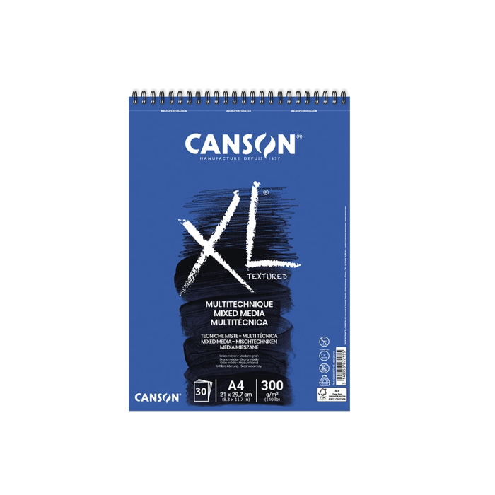 Canson XL Mix Media Bloc Dibujo Acuarela Grano Medio A4 Microperforado Espiral 300 gr/m2 30 Hojas 21x29.7 cm 1