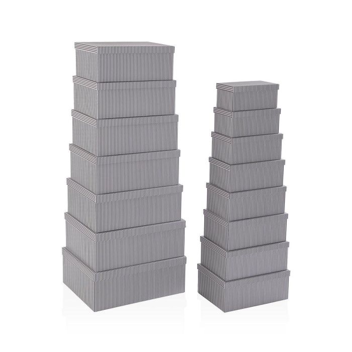 Juego de Cajas Decorativas Versa Gris Cartón (15 Piezas) Juego de Cajas Decorativas Versa Gris Cartón (15 Piezas)