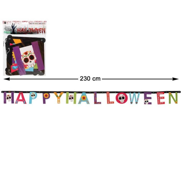 Guirnalda de Papel Happy Halloween Muerte Mexicana Multicolor 230 cm