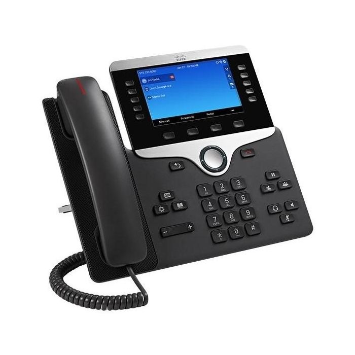 Cisco 8861 Teléfono IP Negro/Plata con Pantalla 5" 800x480 Pixeles, Wi-Fi, Bluetooth y PoE para Escritorio/Pared