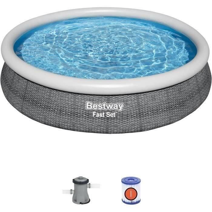 Piscina elevada BESTWAY Fast Set - Redonda - 366 x 76 cm - Cartucho de bomba y filtro Piscina elevada BESTWAY Fast Set - Redonda - 366 x 76 cm - Cartucho de bomba y filtro