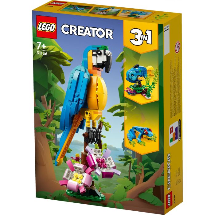 LEGO 31136 Creador 3-en-1: Loro Exótico, Modelo Rana y Pez. Set de Construcción de Figuras de Animales de la Jungla 9