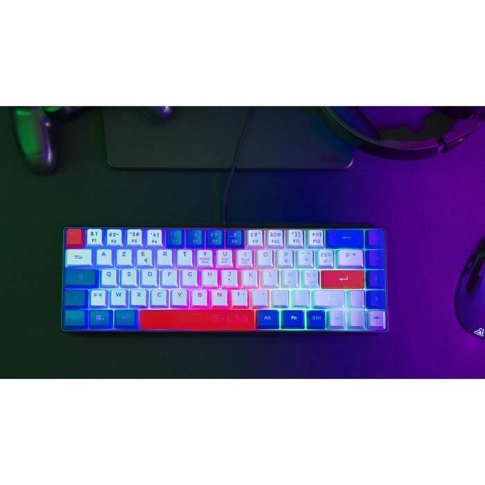 Teclado gaming - THE G-LAB - KEYZ-HYDRO-BWR/FR - 60% membrana 3 colores de teclas Azul-Blanco-Rojo 2