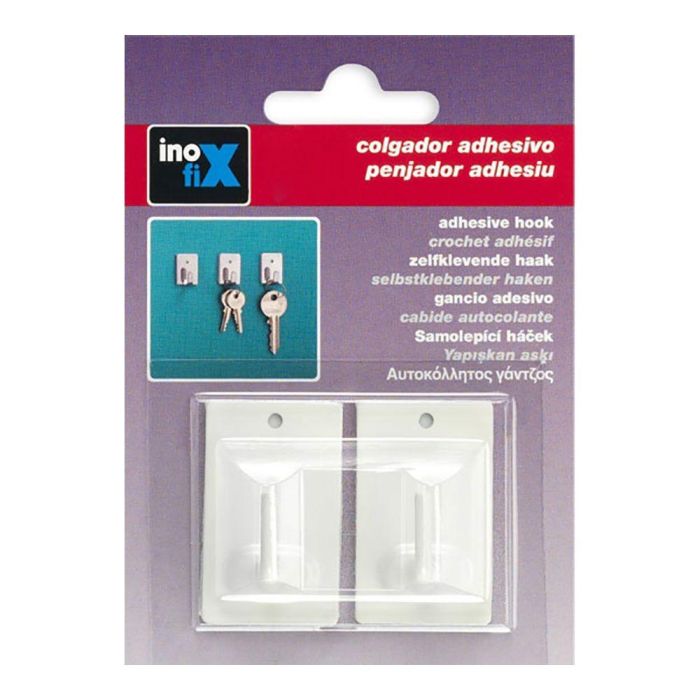 Inofix Colgador Adhesivo Blanco 2040-2-000 (Blister 2 Unid.) Acero Inoxidable 41x25x17mm