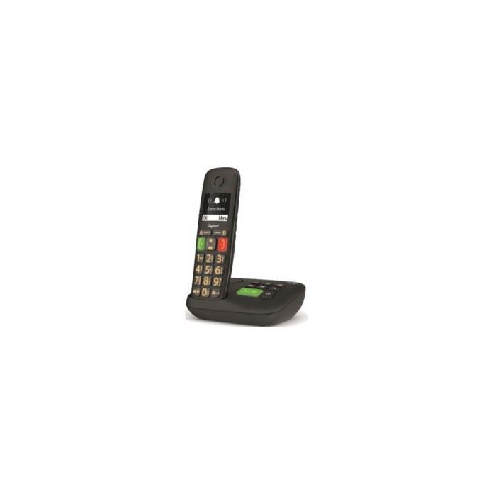 Gigaset E290A S30852-H2921-B101 Teléfono DECT/analógico inalámbrico Negro con Contestador Automático, Manos Libres y Botones Grandes
