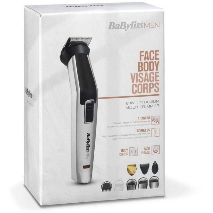 Recortadora de titanio inalámbrica multifunción 8 en 1 BABYLISS MT726E - Autonomía 60min - 3 accesorios intercambiables - Cabezales lavables 5 Recortadora de titanio inalámbrica multifunción 8 en 1 BABYLISS MT726E - Autonomía 60min - 3 accesorios intercambiables - Cabezales lavables 5