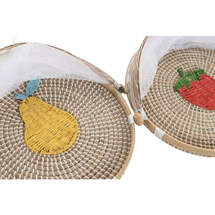 Cubreplatos  DKD Home Decor Natural Multicolor 40 x 24 x 40 cm (2 Unidades) 2
