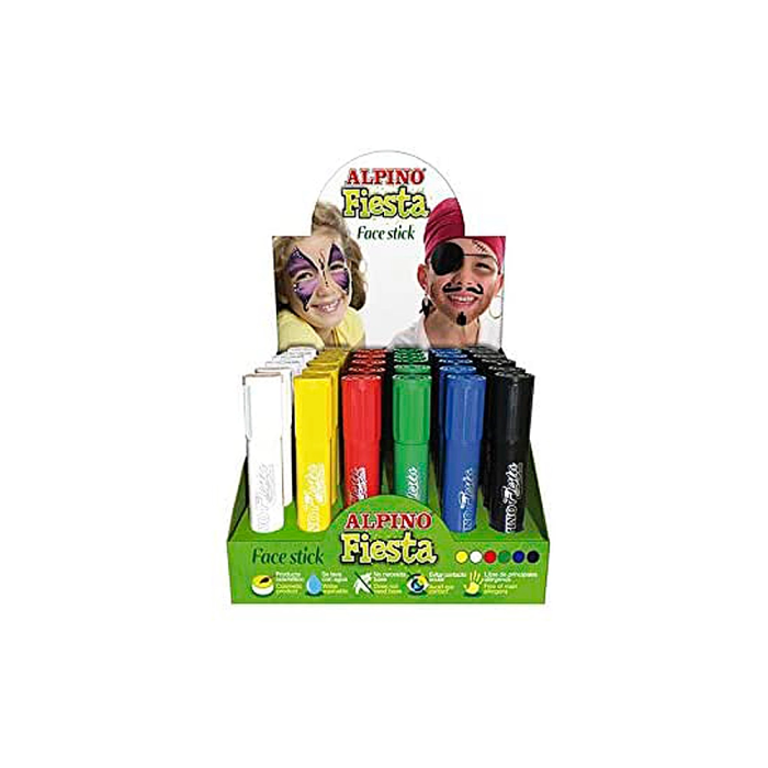 Alpino Maquillaje En Barra Fiesta Face Stick Caja Expositora De 30 C-Surtidos Amarillo Blanco Rojo Verde Azul Negro Alpino Maquillaje En Barra Fiesta Face Stick Caja Expositora De 30 C-Surtidos Amarillo Blanco Rojo Verde Azul Negro