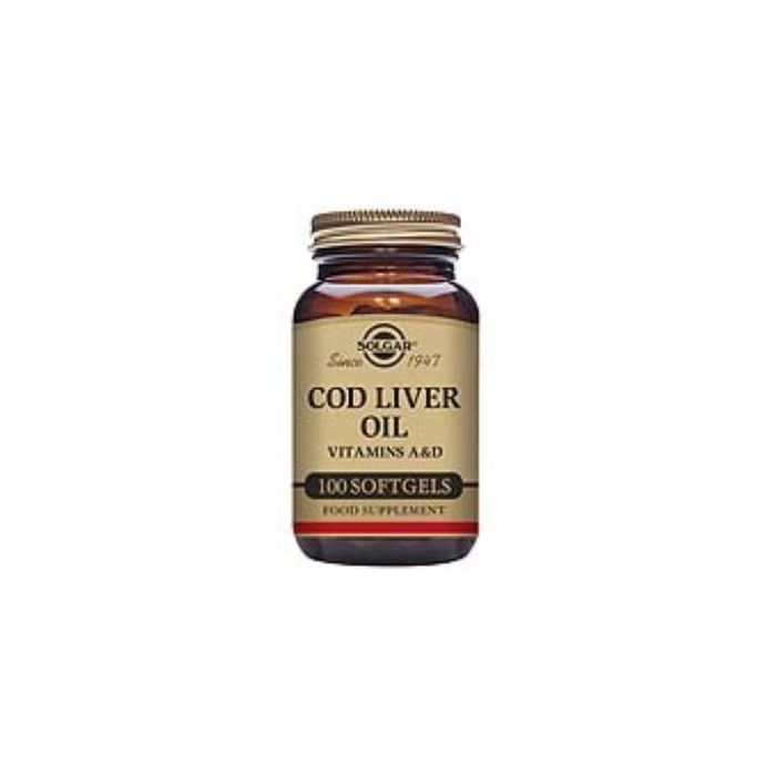 SOLGAR Aceite Hígado de Bacalao 100 Cápsulas con Vitaminas A, D, EPA, DHA, Soporte Inmune y Colesterol