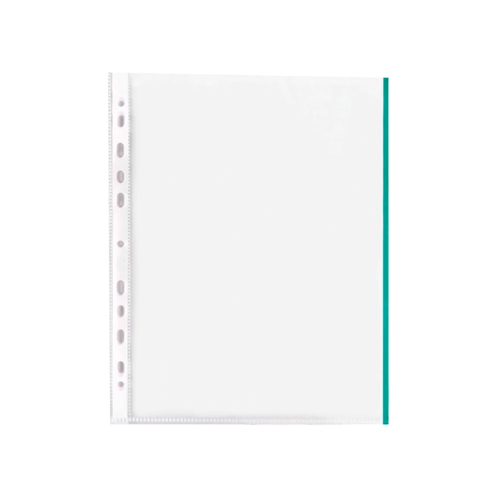 Q-connect Funda Multitaladro Cristal DIN A4 70 mc con Borde Verde, Formato DIN A4, Grosor 70 micras, Bolsa de 10 Unidades 1 Q-connect Funda Multitaladro Cristal DIN A4 70 mc con Borde Verde, Formato DIN A4, Grosor 70 micras, Bolsa de 10 Unidades 1