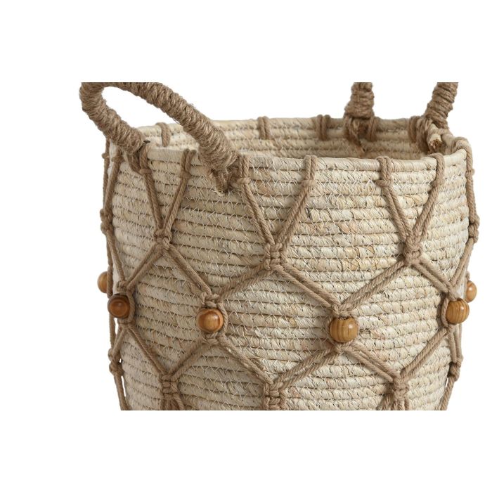 Cesta Boho DKD Home Decor Natural 33 x 28 x 33 cm Set de 3 (2 Unidades) 1