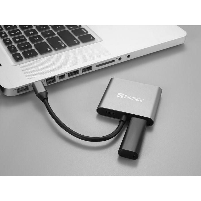 Sandberg Dock USB-C Multi-monitor con 2xHDMI, USB-A y Power Delivery (PD) para Portátiles 3