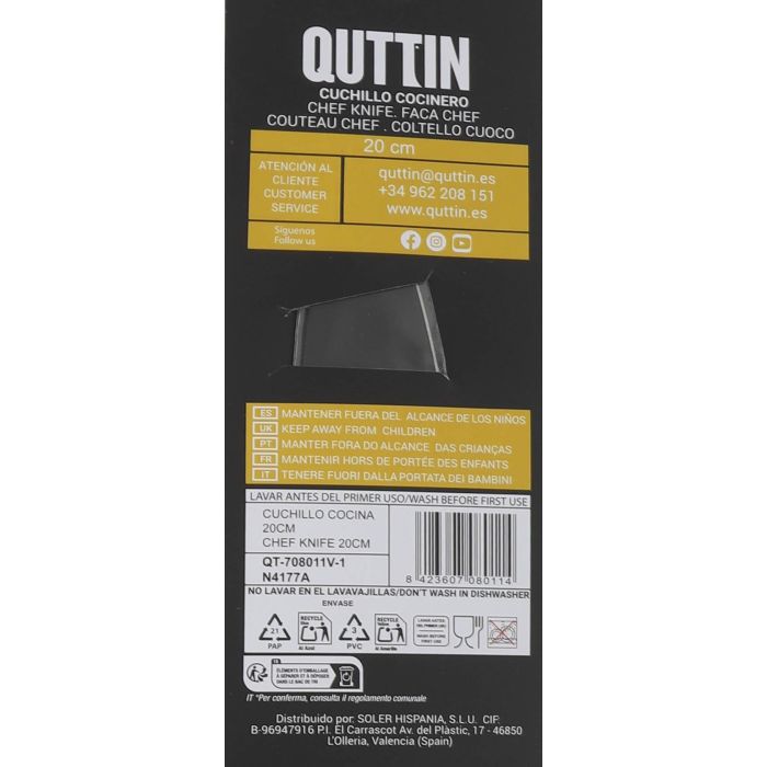 Quttin Cuchillo Cocina Dark 20 cm (28 Unidades)
