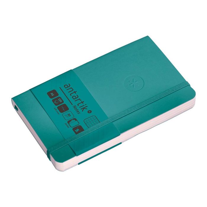 Cuaderno Con Gomilla Antartik Notes Tapa Blanda A6 Cuadricula Verde Aguamarina 100 Hojas 80 gr Fsc 5