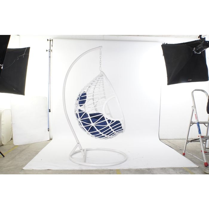 Sillón de jardín colgante DKD Home Decor Azul marino Blanco Aluminio ratán sintético 90 x 70 x 110 cm (107 x 107 x 198 cm) 5 Sillón de jardín colgante DKD Home Decor Azul marino Blanco Aluminio ratán sintético 90 x 70 x 110 cm (107 x 107 x 198 cm) 5