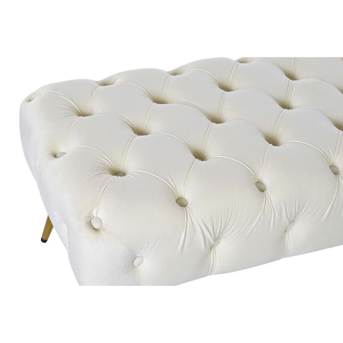 DKD Home Decor Descalzadora Glam Crema Dorado, Banqueta Poliéster y Metal, Ancho 103cm Profundidad 46cm Alto 42cm, Altura Asiento 42cm Desmontable 4