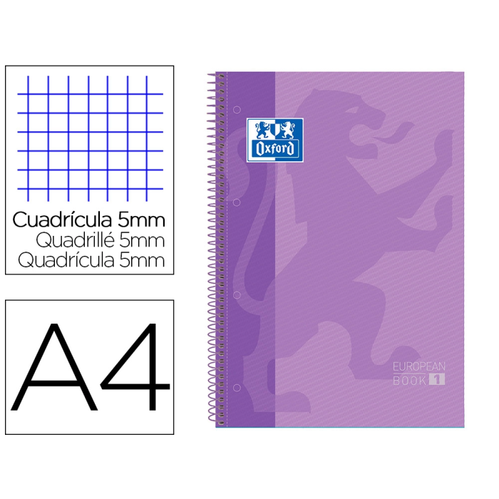 Oxford Cuaderno Classic Europeanbook 1 Write&Erase 80H A4+ 5x5 mm Microperforado Tapa Extradura Malva (Set de 5) (Set de 5) 0 Oxford Cuaderno Classic Europeanbook 1 Write&Erase 80H A4+ 5x5 mm Microperforado Tapa Extradura Malva (Set de 5) (Set de 5) 0