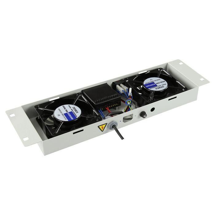 Lanview RAF205BL Módulo de 2 Ventiladores de Techo con Termostato Digital Blanco para Armarios Rack 1
