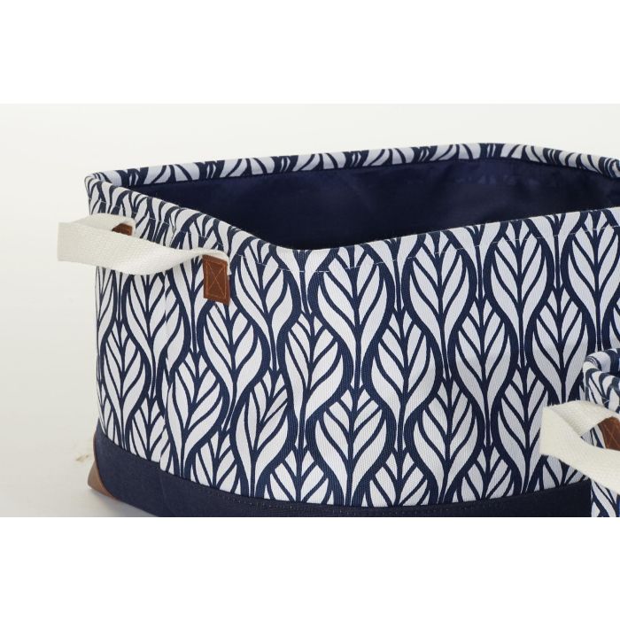 DKD Home Decor Cesta Boho Griazul Azul Marino Gris 30 x 24 x 40 cm Set 3 Piezas 1