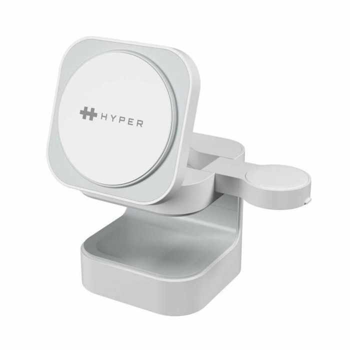 Targus HJ3320WHGL Cargador Inalámbrico para 3 Dispositivos: Smartphone, Auriculares, Reloj Inteligente. Carga Rápida 15W Qi2 USB-C Blanco 1