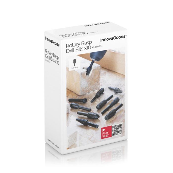 Innovagoods Set de Fresas para Taladro 10 Piezas Acero al Carbono Negro para Madera y PVC 1