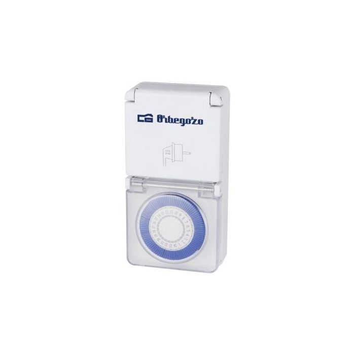Orbegozo PG 10 Programador de Enchufe Exterior IP44 | Temporizador Analógico 24h con Intervalos 15 Minutos | 3680W