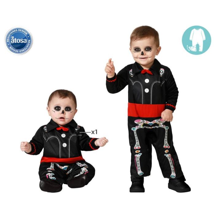 Disfraz Mono Esqueleto Mexicano Colorido con Estampado Multicolor Negro para Bebé Niño 24 Meses Halloween Día de Muertos Disfraz Mono Esqueleto Mexicano Colorido con Estampado Multicolor Negro para Bebé Niño 24 Meses Halloween Día de Muertos