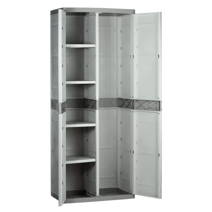 TITANIUM PLASTIKEN Armario de 2 puertas con estantes y armario A70 x P44 x H176 cm Gama TITANIUM Beige y Taupe Interior / Exterior 1 TITANIUM PLASTIKEN Armario de 2 puertas con estantes y armario A70 x P44 x H176 cm Gama TITANIUM Beige y Taupe Interior / Exterior 1