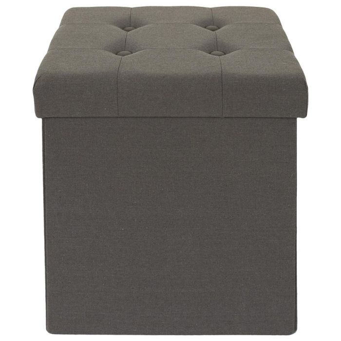 Home Deco Factory Caja-Puf Plegable Eleonor Gris con Almacenamiento 38x38x38 cm 2