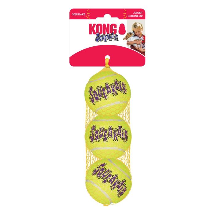 Kong Air Dog Squeaker Tennis Balls Medium Malla 3 Unidades Ast2E Kong Air Dog Squeaker Tennis Balls Medium Malla 3 Unidades Ast2E
