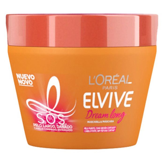 L'Oréal Paris Elvive Dream Long SOS Mascarilla Reconstructora para Cabello Dañado, Fortalece y Repara Largos y Puntas 300 ml