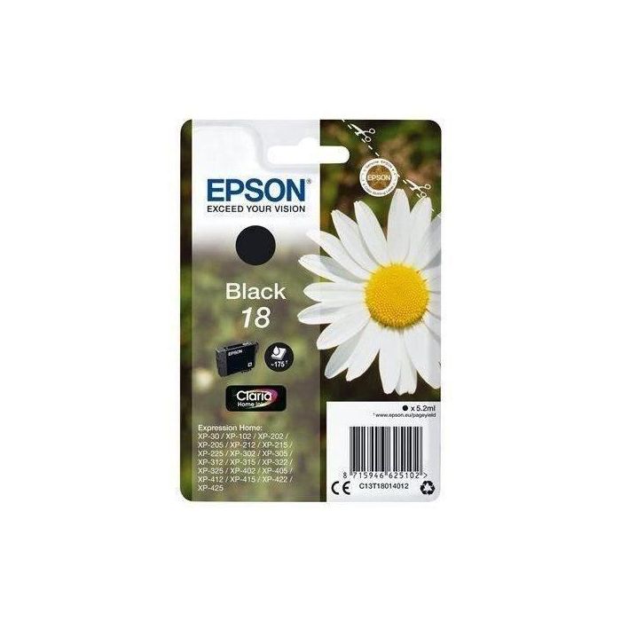 Ink-Jet Epson 18 Negro Expression Home Xp-102 Xp-205 Xp-305 Xp-405 Capaciidad 175 Pag