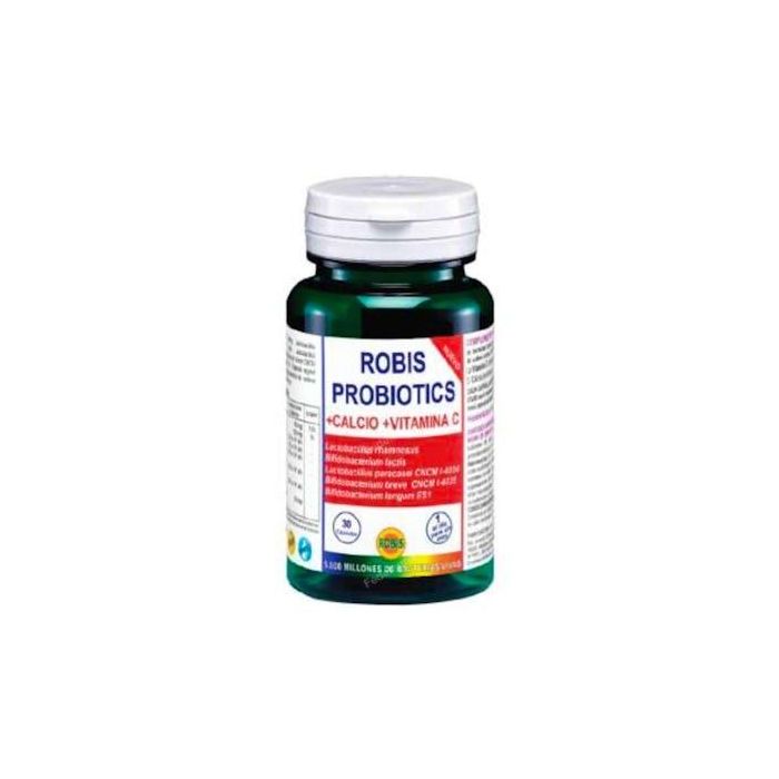 Robis Probiotics +Calcio +Vitamina C 30 Cápsulas para Flora Intestinal y Disbiosis